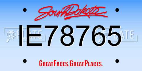 IE78765 South Dakota License Plate