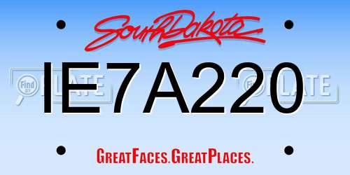 IE7A220 South Dakota License Plate