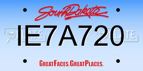 IE7A720 South Dakota License Plate