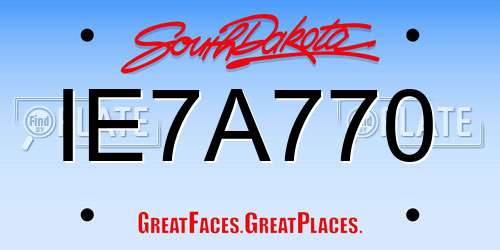 IE7A770 South Dakota License Plate