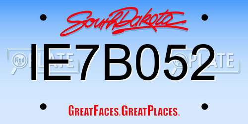 IE7B052 South Dakota License Plate