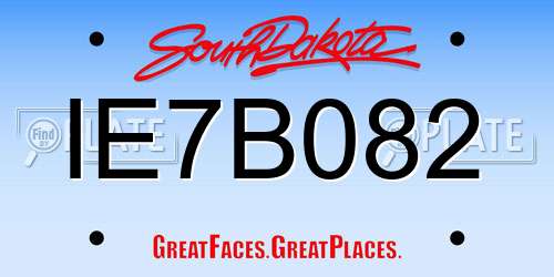 IE7B082 South Dakota License Plate