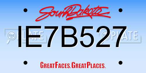IE7B527 South Dakota License Plate