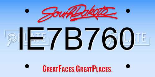 IE7B760 South Dakota License Plate