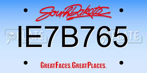 IE7B765 South Dakota License Plate