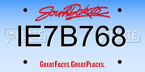 IE7B768 South Dakota License Plate