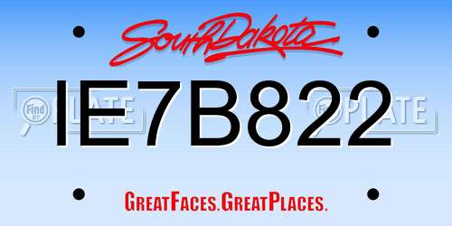 IE7B822 South Dakota License Plate