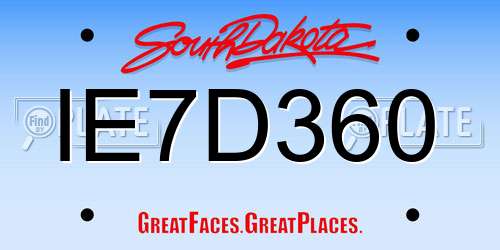 IE7D360 South Dakota License Plate