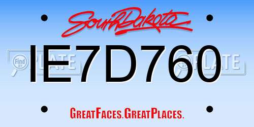 IE7D760 South Dakota License Plate