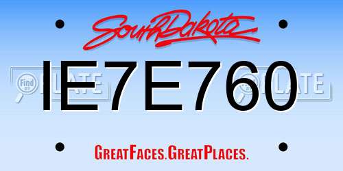IE7E760 South Dakota License Plate