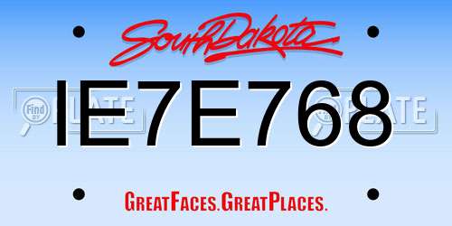 IE7E768 South Dakota License Plate