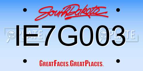 IE7G003 South Dakota License Plate