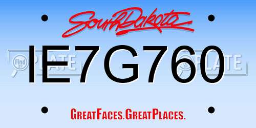IE7G760 South Dakota License Plate