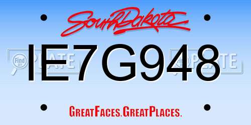 IE7G948 South Dakota License Plate