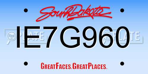 IE7G960 South Dakota License Plate