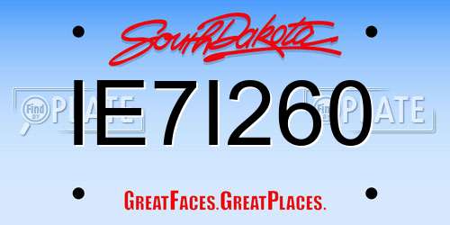 IE7I260 South Dakota License Plate