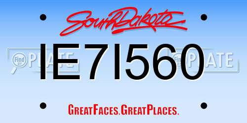 IE7I560 South Dakota License Plate