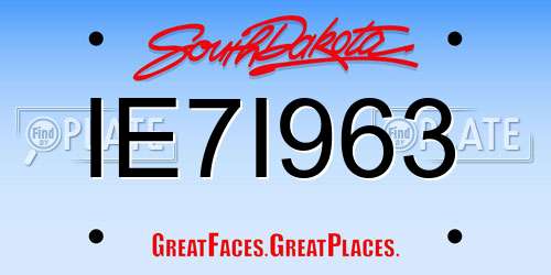 IE7I963 South Dakota License Plate