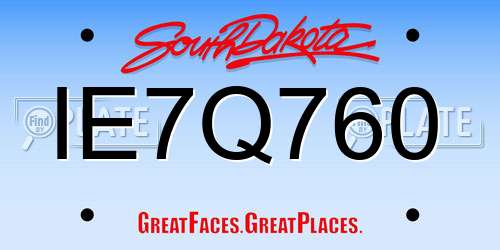 IE7Q760 South Dakota License Plate