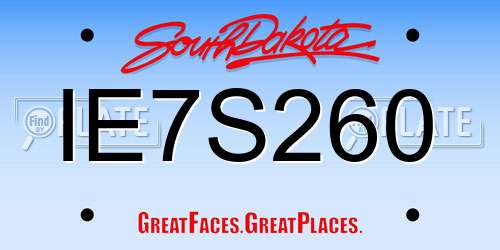 IE7S260 South Dakota License Plate