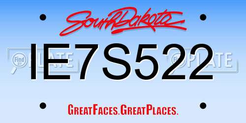 IE7S522 South Dakota License Plate