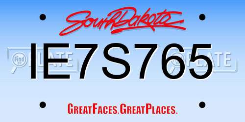 IE7S765 South Dakota License Plate