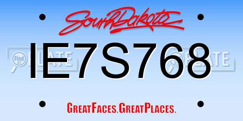 IE7S768 South Dakota License Plate