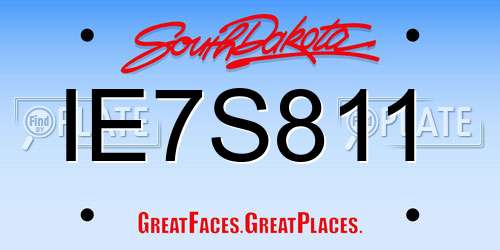 IE7S811 South Dakota License Plate