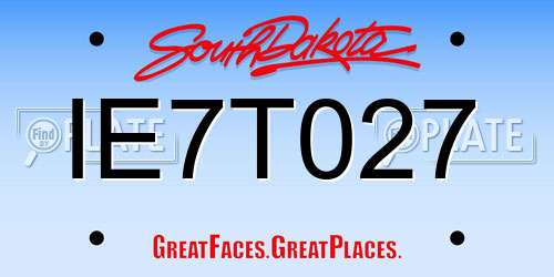IE7T027 South Dakota License Plate