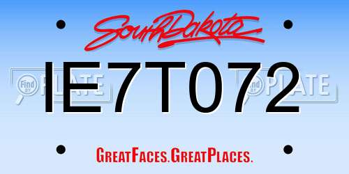 IE7T072 South Dakota License Plate