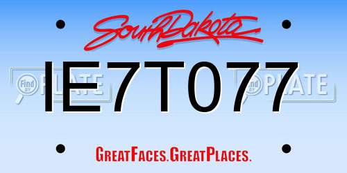 IE7T077 South Dakota License Plate