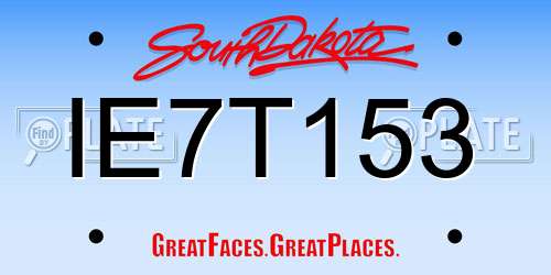 IE7T153 South Dakota License Plate