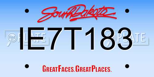 IE7T183 South Dakota License Plate