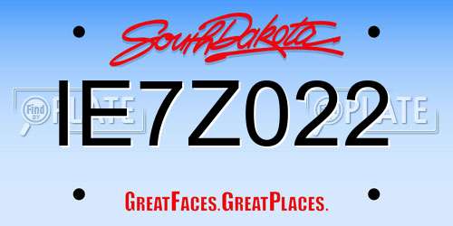 IE7Z022 South Dakota License Plate