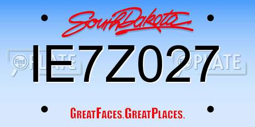 IE7Z027 South Dakota License Plate