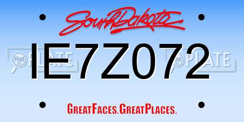 IE7Z072 South Dakota License Plate