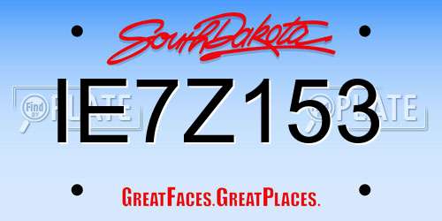 IE7Z153 South Dakota License Plate