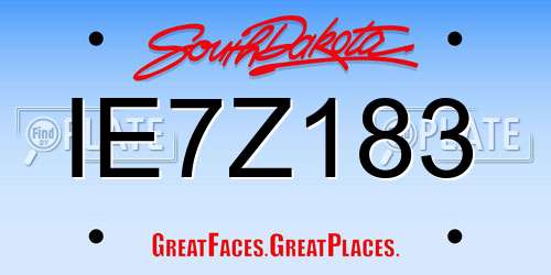 IE7Z183 South Dakota License Plate
