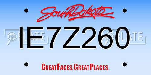 IE7Z260 South Dakota License Plate