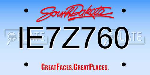 IE7Z760 South Dakota License Plate