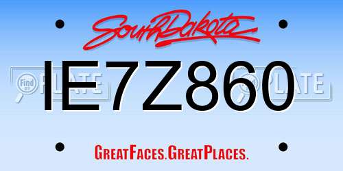 IE7Z860 South Dakota License Plate