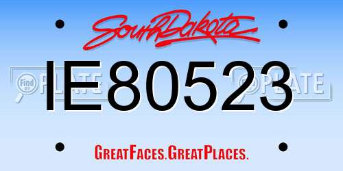 IE80523 South Dakota License Plate