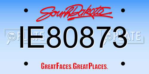 IE80873 South Dakota License Plate