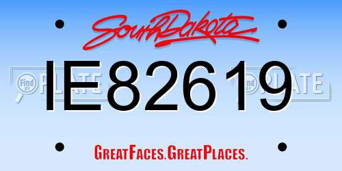 IE82619 South Dakota License Plate