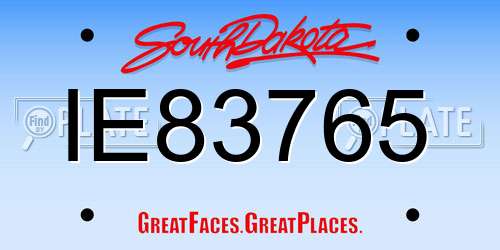 IE83765 South Dakota License Plate