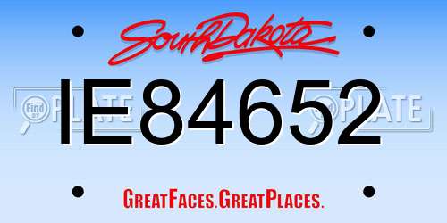 IE84652 South Dakota License Plate