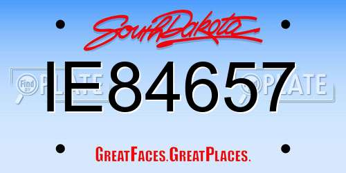 IE84657 South Dakota License Plate