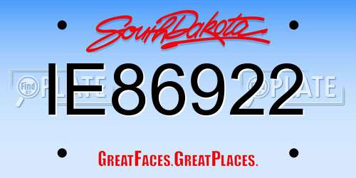 IE86922 South Dakota License Plate