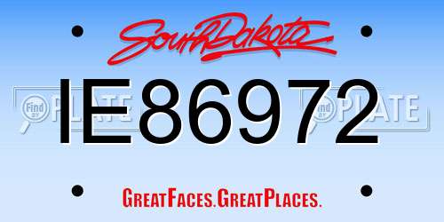 IE86972 South Dakota License Plate