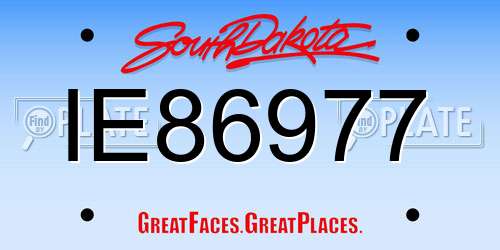 IE86977 South Dakota License Plate